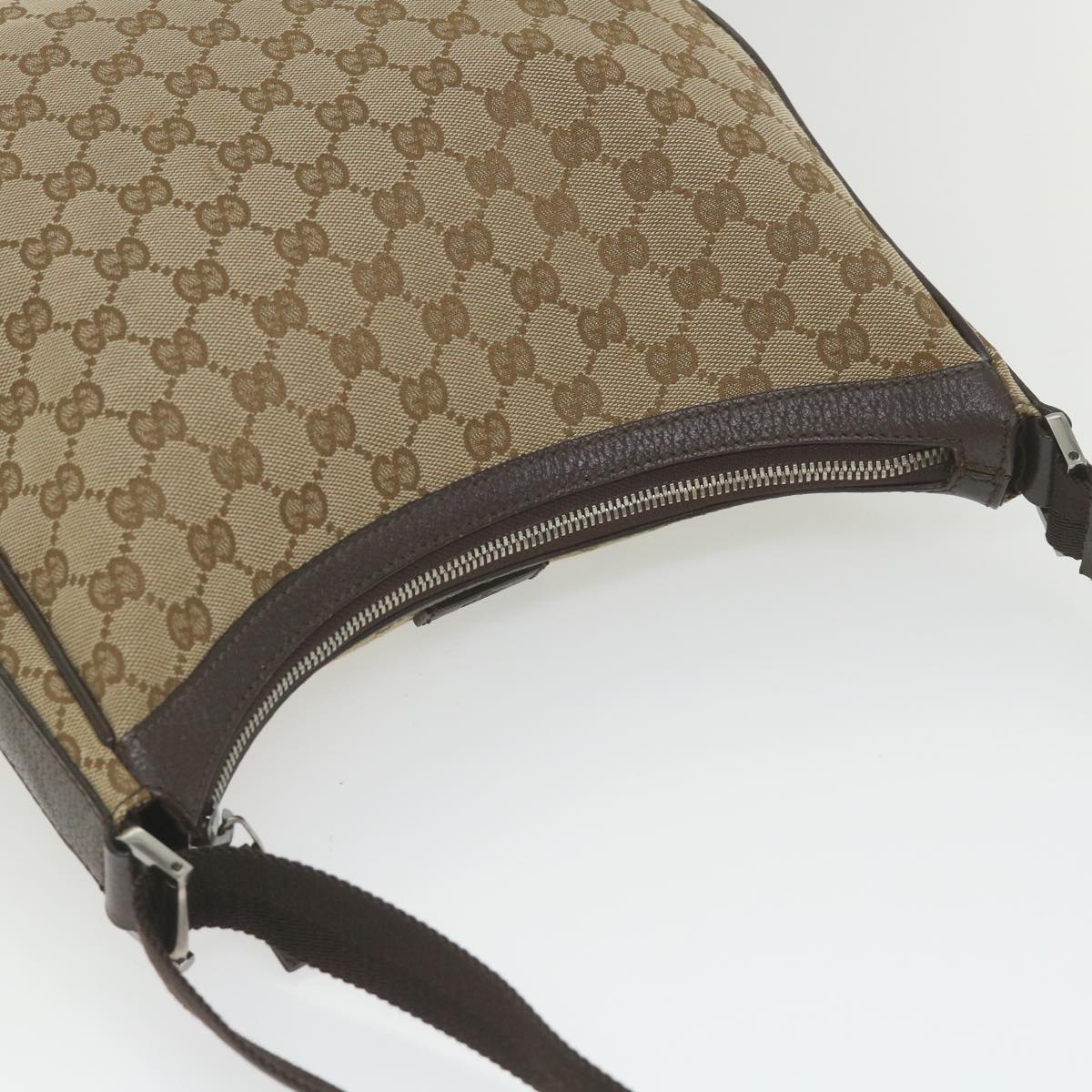 GUCCI GG Canvas Shoulder Bag Beige 114272 Auth ki3726