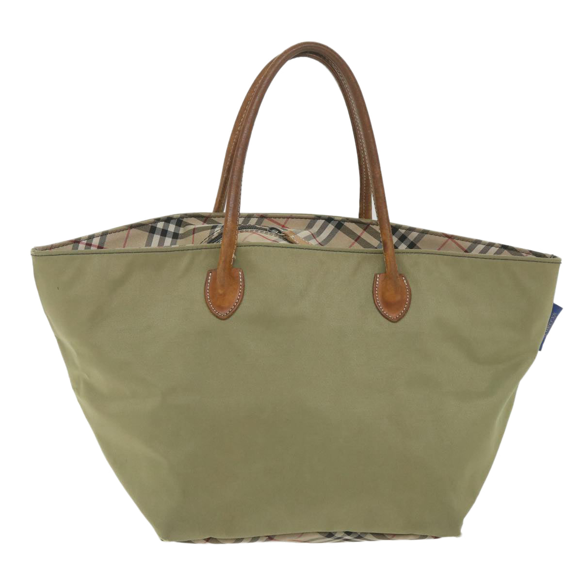 Burberrys Blue Label Tote Bag Nylon Khaki Auth ki3744