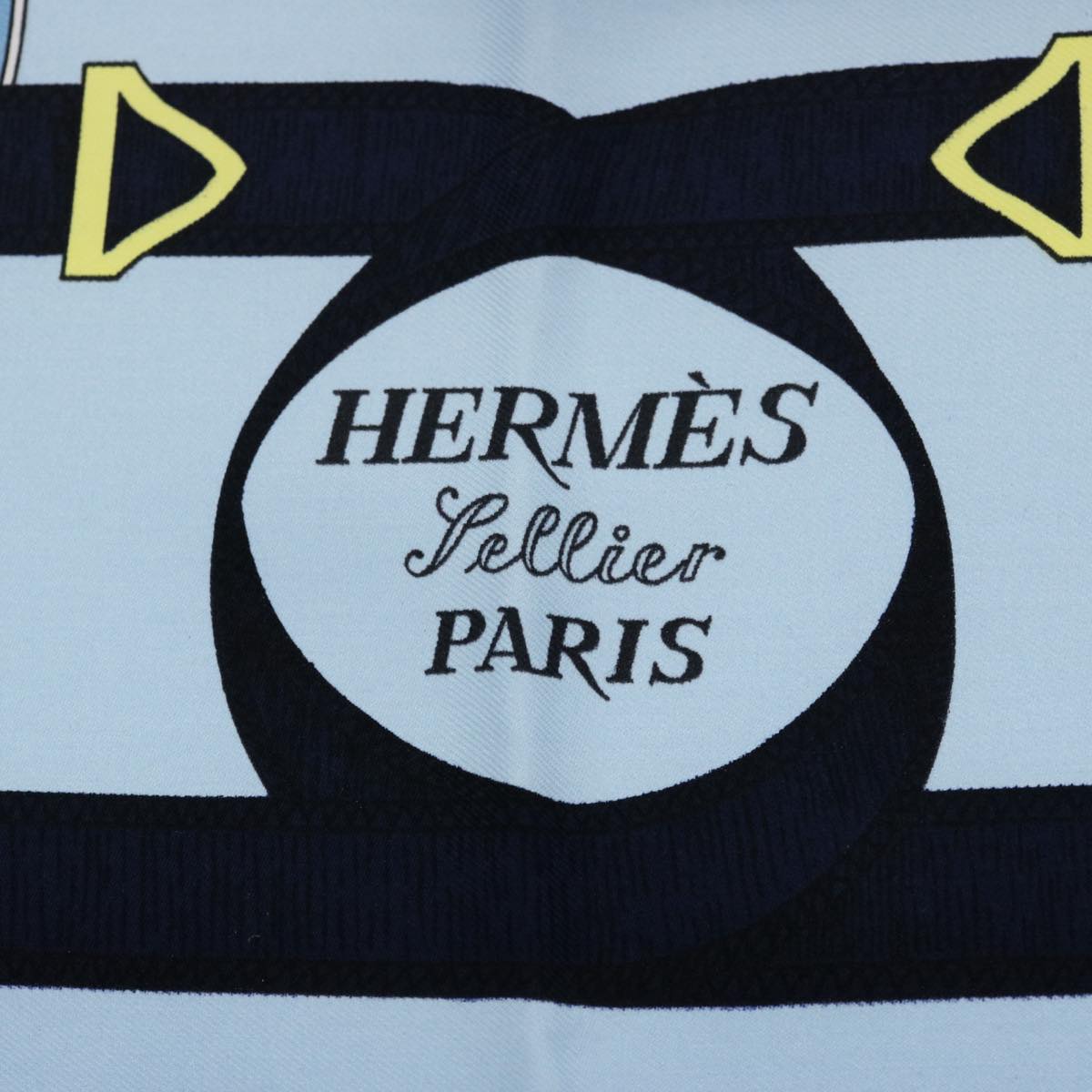 HERMES Carre 90 Eperon d'or Scarf Silk Navy Auth ki3752