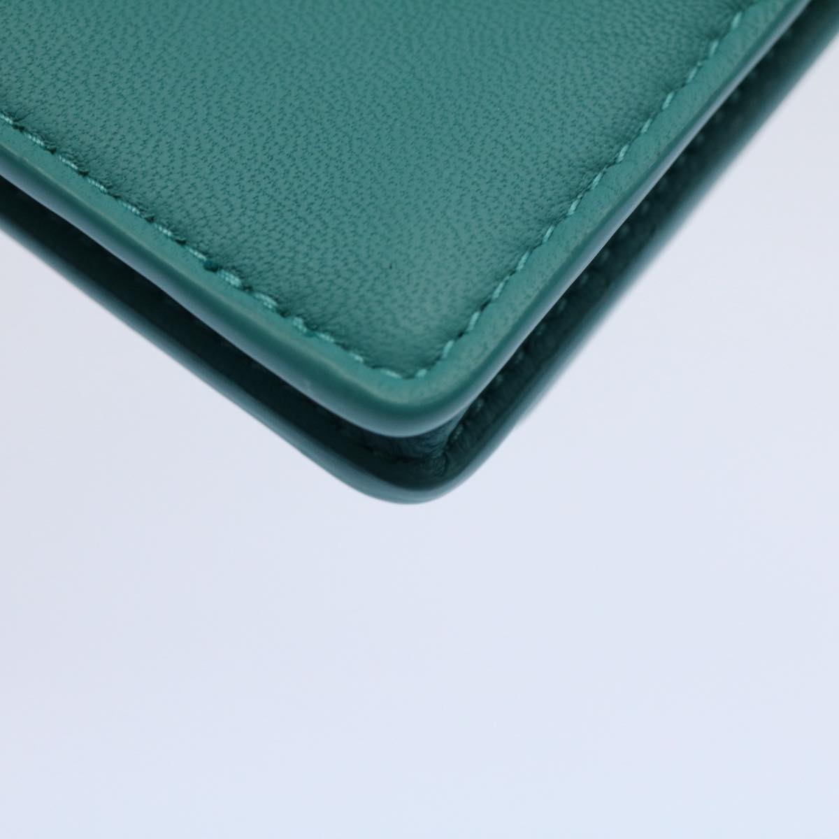 BOTTEGAVENETA INTRECCIATO Card Case Leather Turquoise Blue Auth ki3762