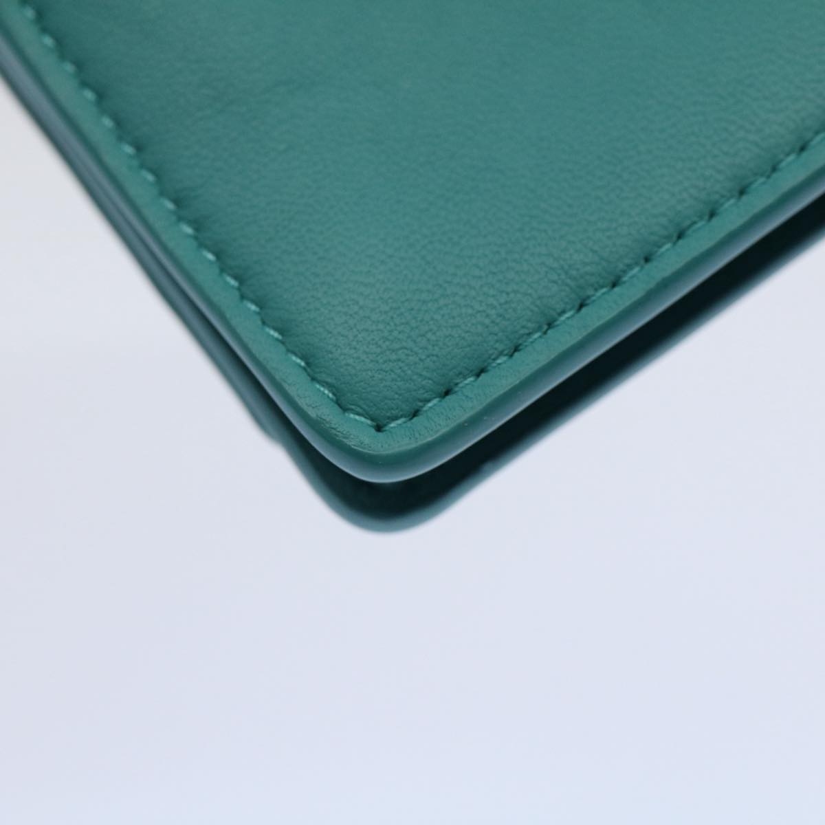 BOTTEGAVENETA INTRECCIATO Card Case Leather Turquoise Blue Auth ki3762