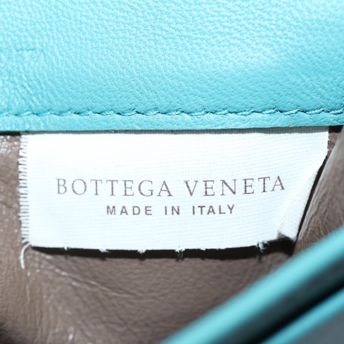 BOTTEGAVENETA INTRECCIATO Card Case Leather Turquoise Blue Auth ki3762