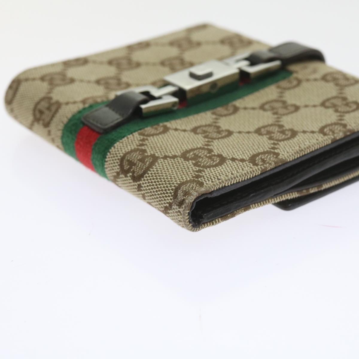 GUCCI GG Canvas Jackie Web Sherry Line Wallet Beige Red Green 05474 Auth ki3788