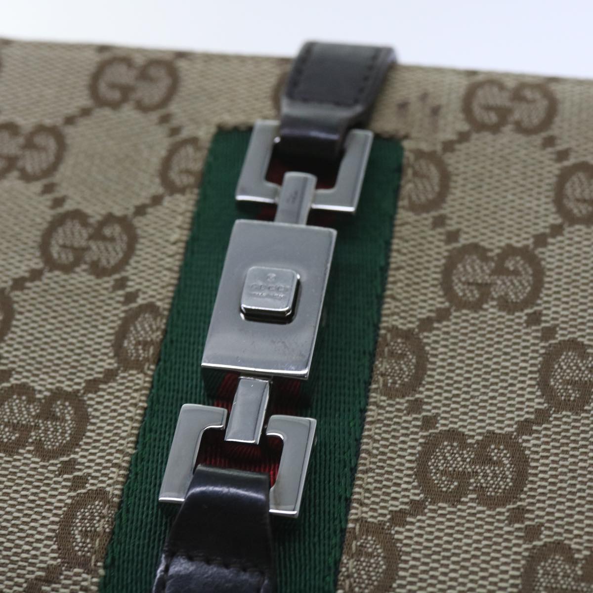 GUCCI GG Canvas Jackie Web Sherry Line Wallet Beige Red Green 05474 Auth ki3788