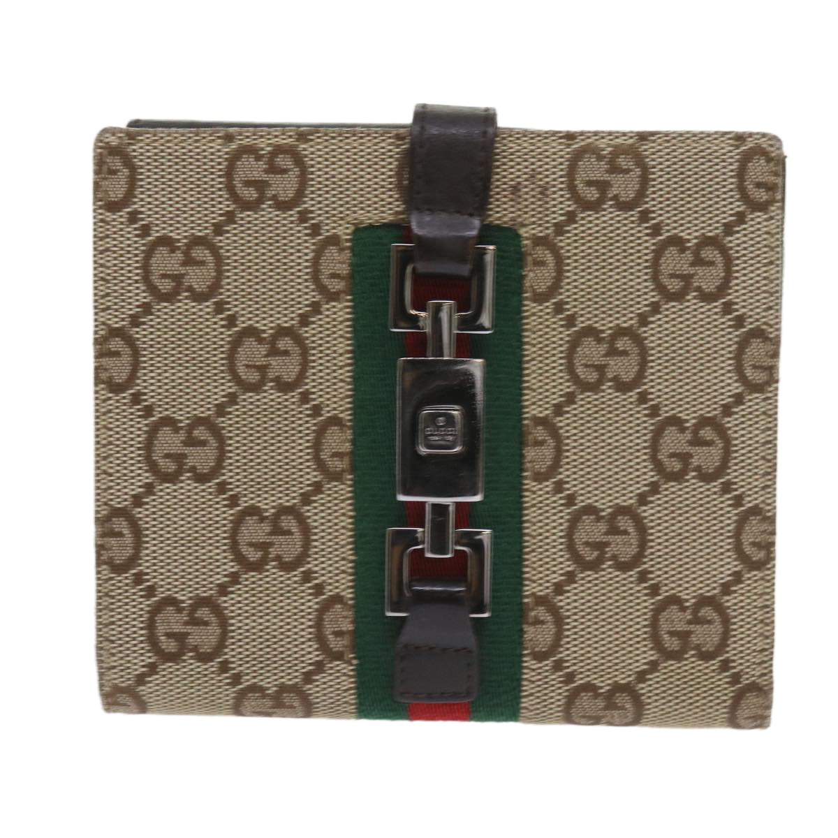 GUCCI GG Canvas Jackie Web Sherry Line Wallet Beige Red Green 05474 Auth ki3788