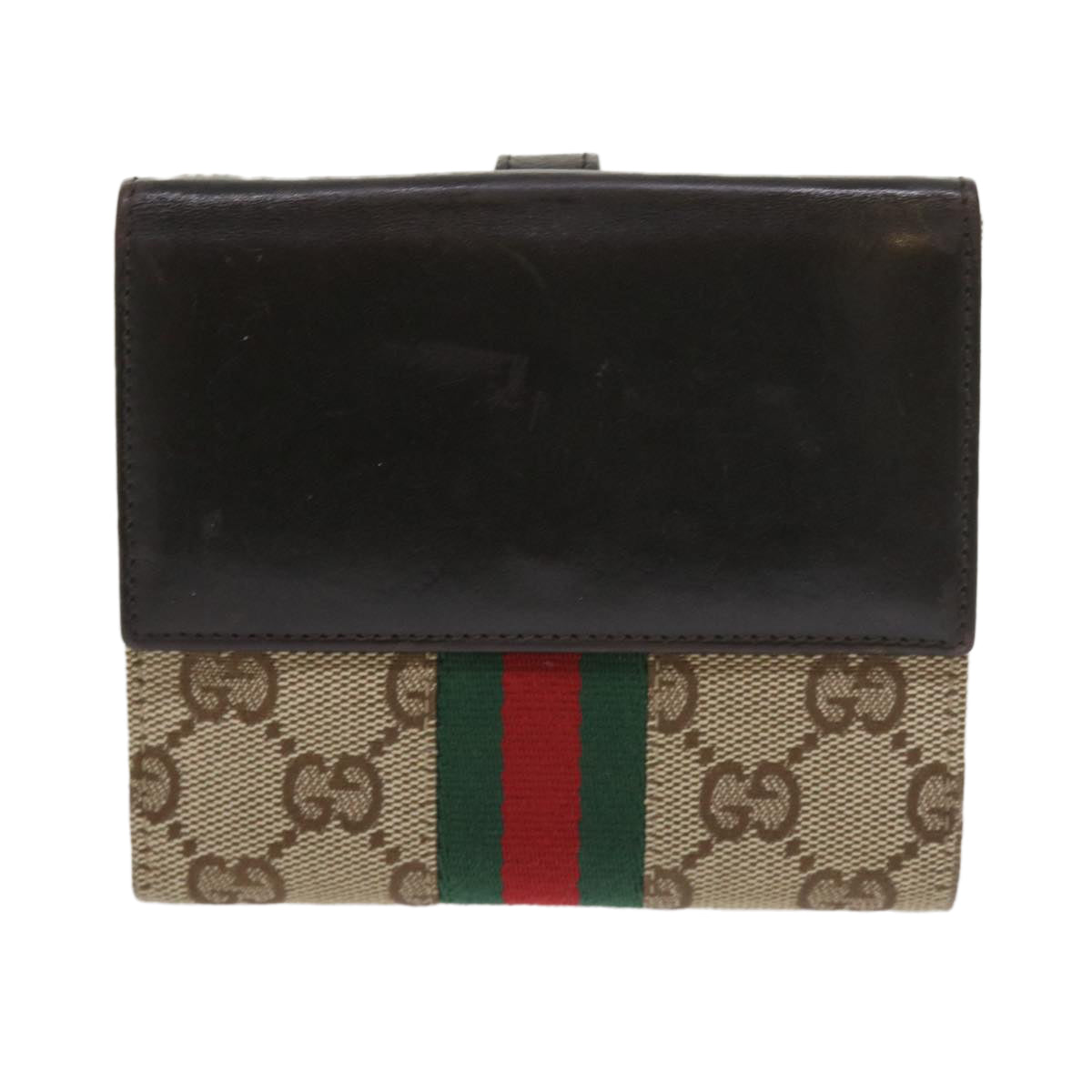 GUCCI GG Canvas Jackie Web Sherry Line Wallet Beige Red Green 05474 Auth ki3788