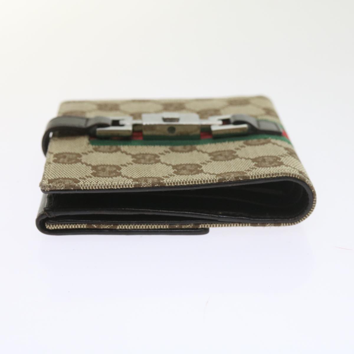 GUCCI GG Canvas Jackie Web Sherry Line Wallet Beige Red Green 05474 Auth ki3788