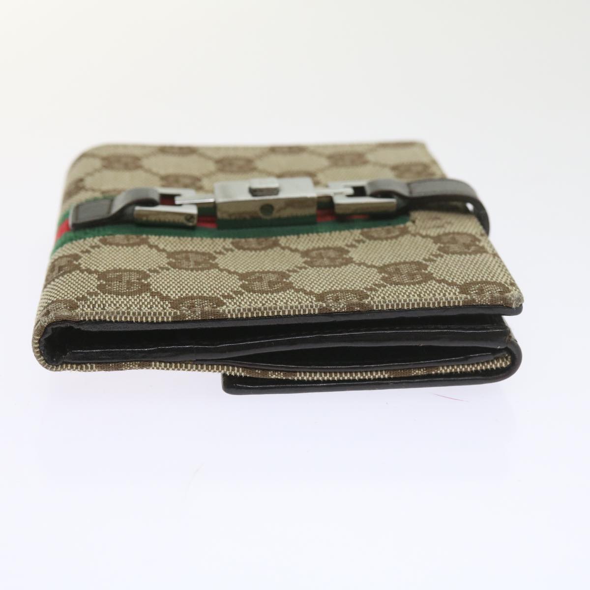 GUCCI GG Canvas Jackie Web Sherry Line Wallet Beige Red Green 05474 Auth ki3788