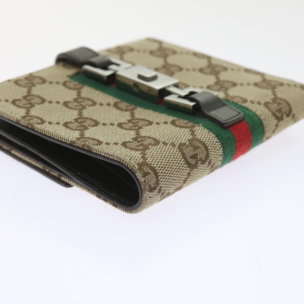 GUCCI GG Canvas Jackie Web Sherry Line Wallet Beige Red Green 05474 Auth ki3788