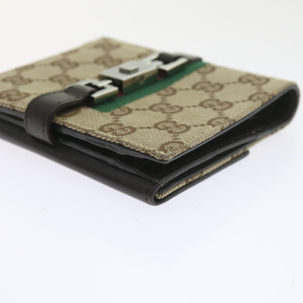 GUCCI GG Canvas Jackie Web Sherry Line Wallet Beige Red Green 05474 Auth ki3788