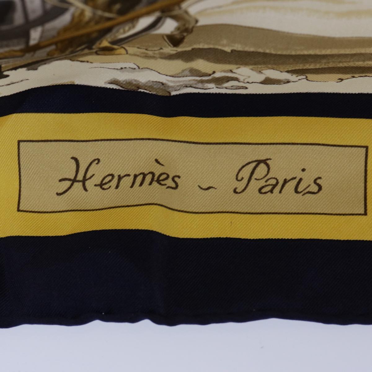 HERMES Carre 90 Voyages En Russie Scarf Silk Navy Auth ki3808