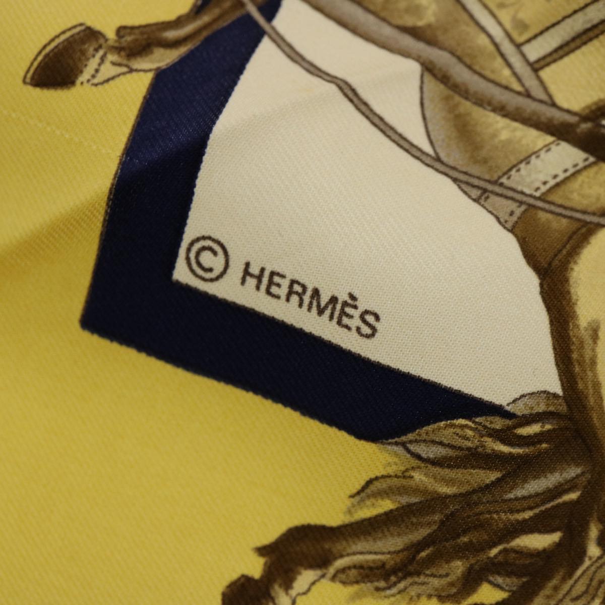 HERMES Carre 90 Voyages En Russie Scarf Silk Navy Auth ki3808