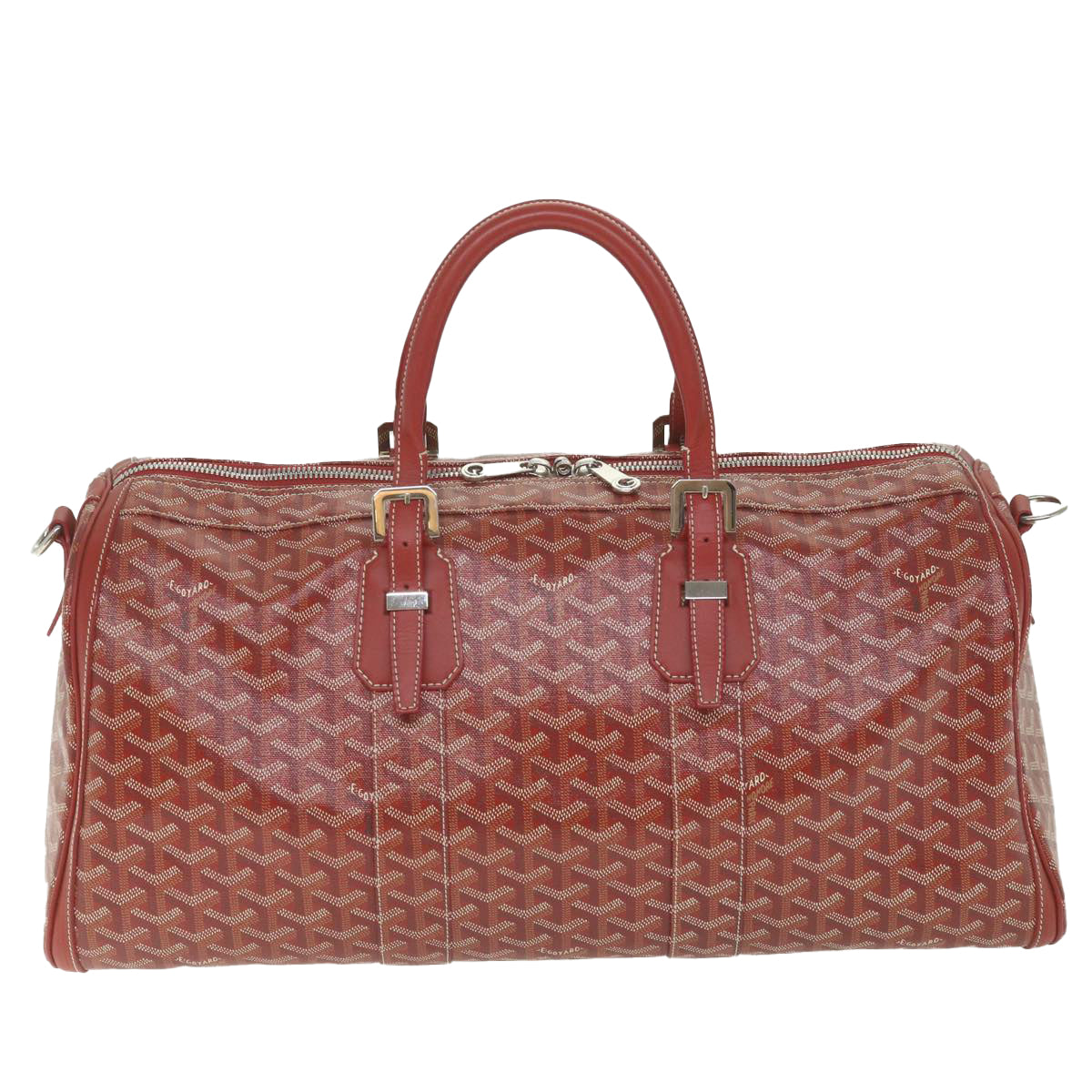 GOYARD Croix Jules Boston Bag PVC Leather Red Auth ki3811