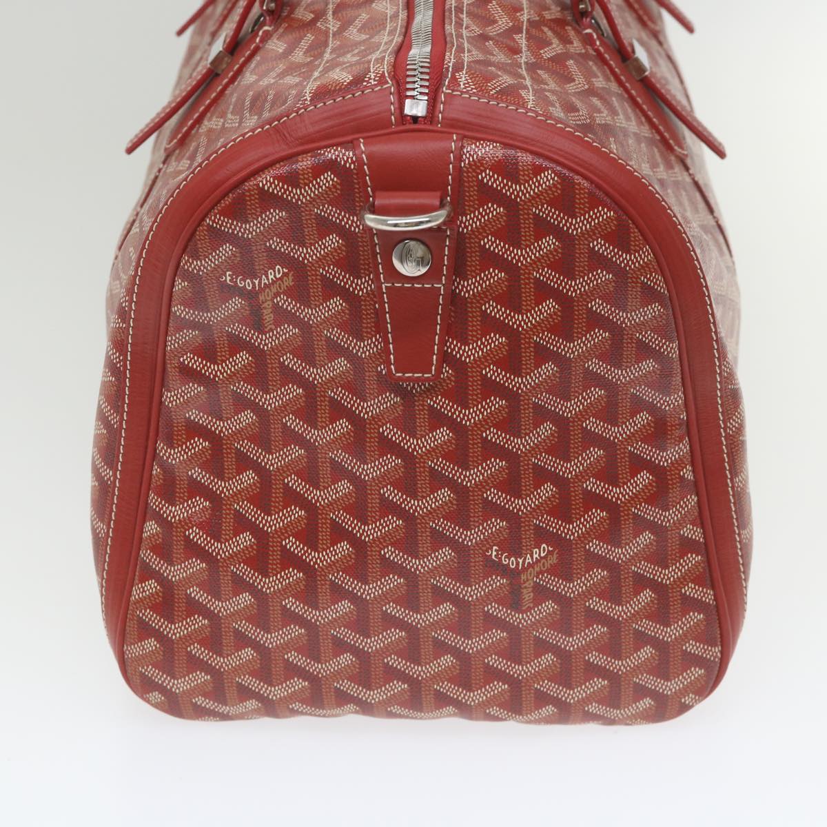 GOYARD Croix Jules Boston Bag PVC Leather Red Auth ki3811