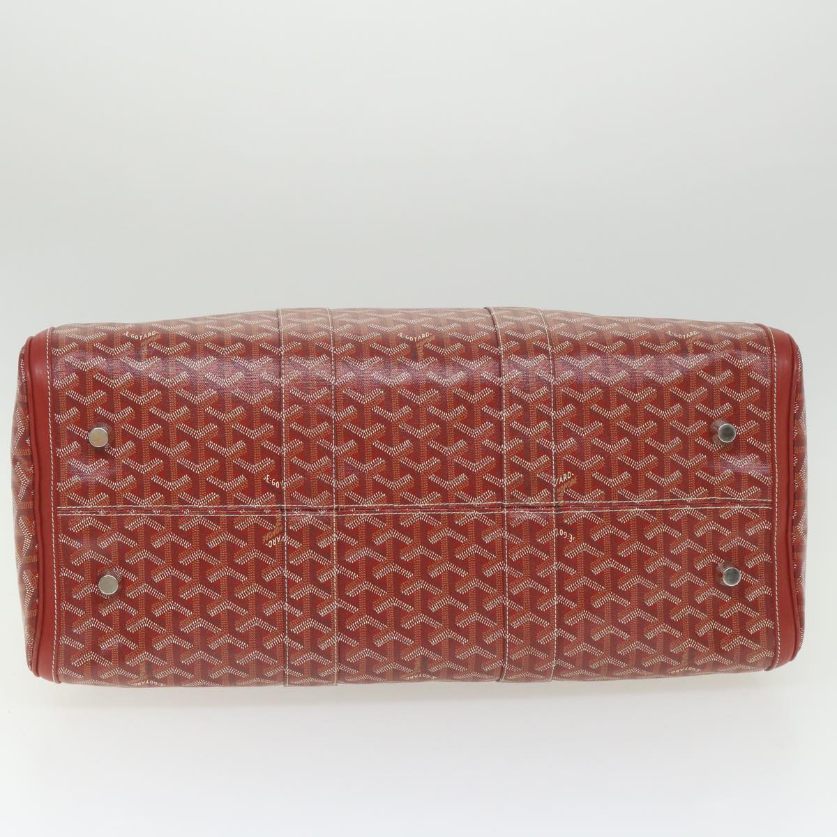 GOYARD Croix Jules Boston Bag PVC Leather Red Auth ki3811