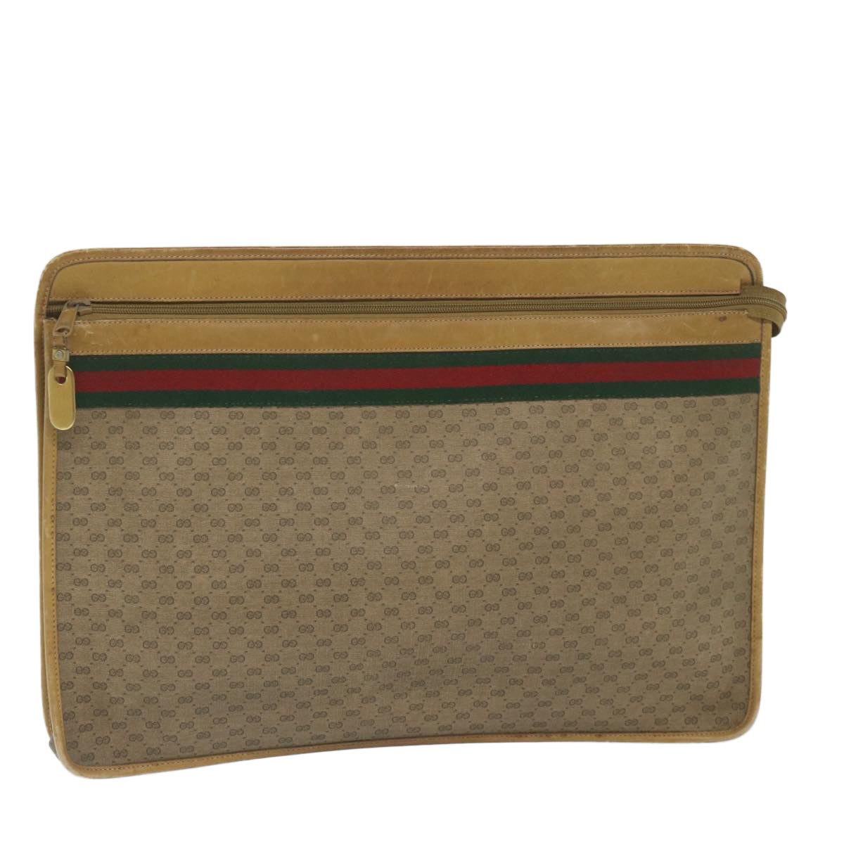 GUCCI Micro GG Supreme Web Sherry Line Briefcase Beige 017 115 4126 Auth ki3823