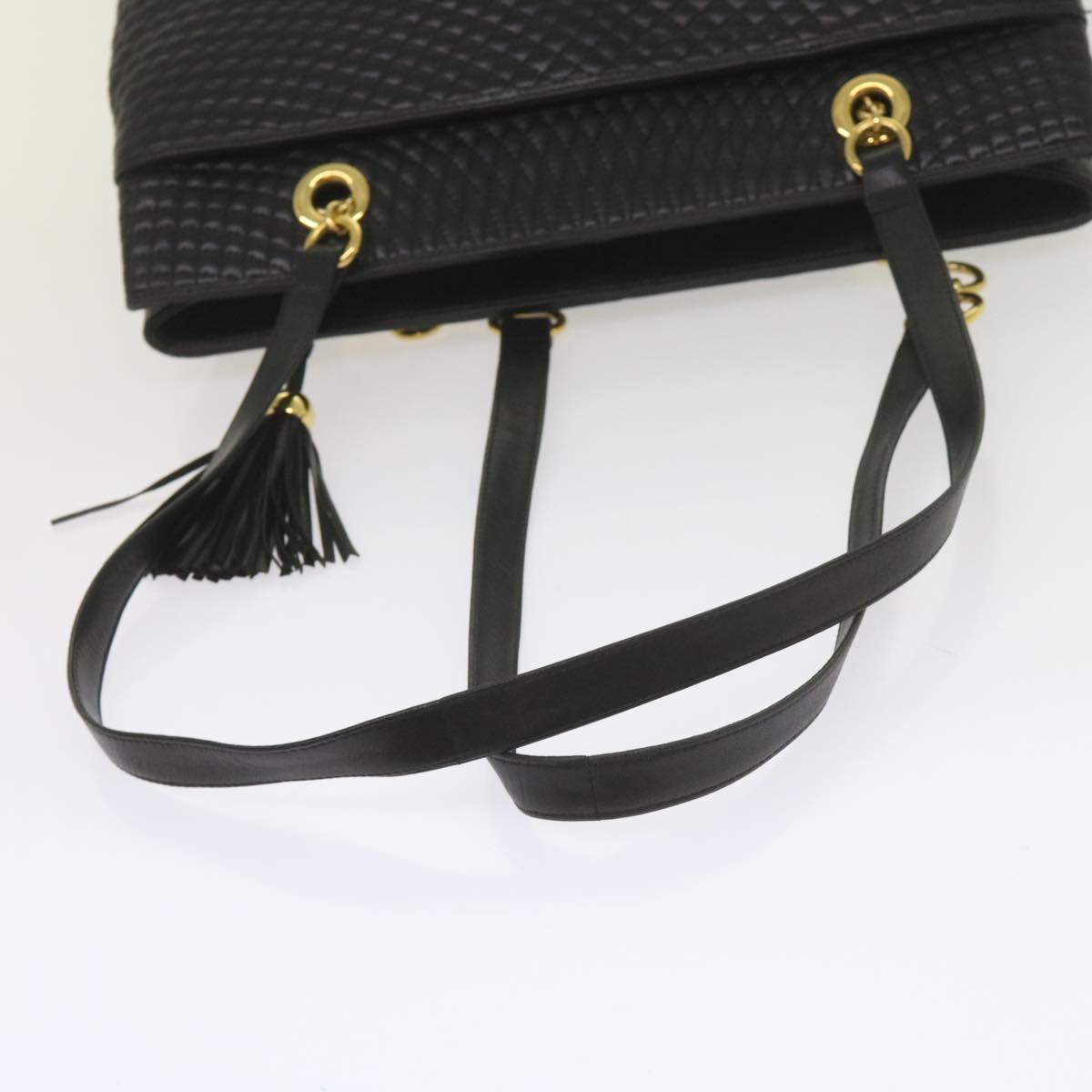 BALLY Matelasse Shoulder Bag Leather Black Auth ki3829