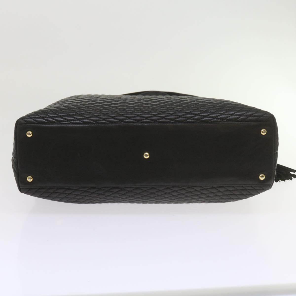 BALLY Matelasse Shoulder Bag Leather Black Auth ki3829