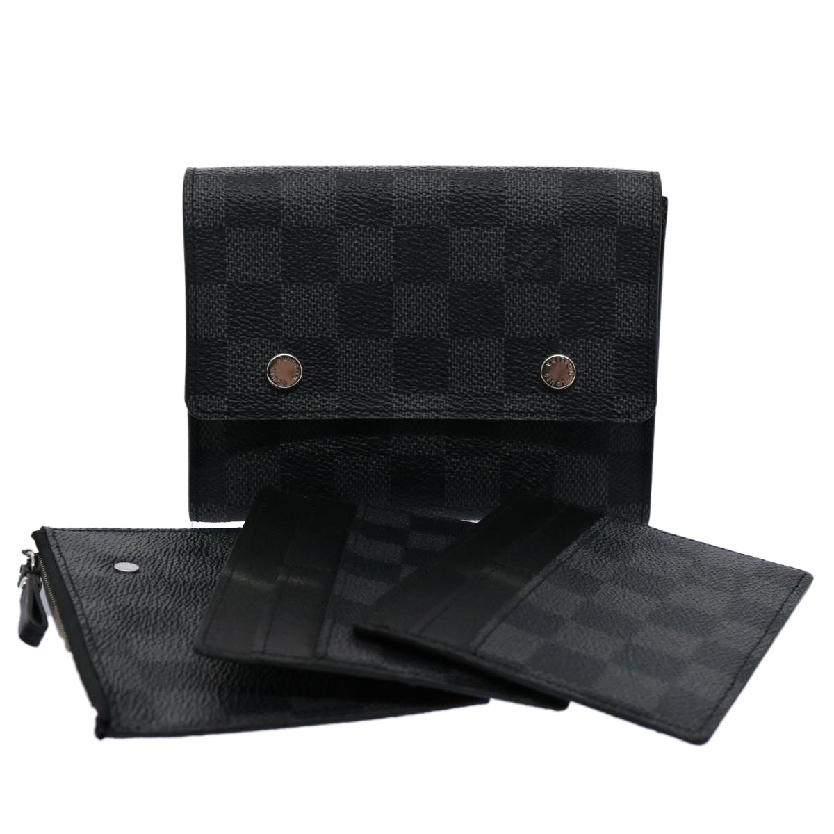 LOUIS VUITTON Damier Graphite Portefeuille Compact Modulable N63083 Auth ki3830