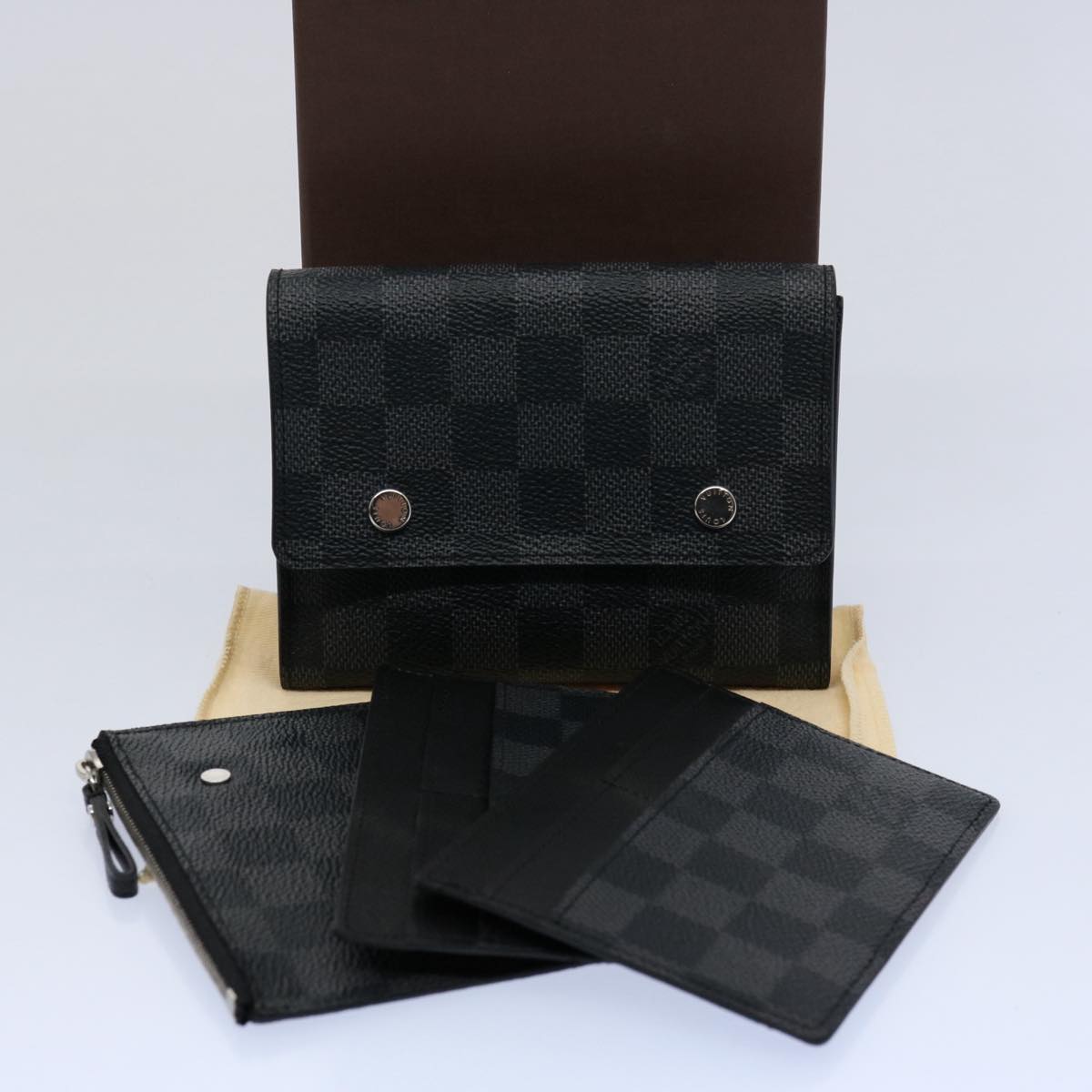 LOUIS VUITTON Damier Graphite Portefeuille Compact Modulable N63083 Auth ki3830