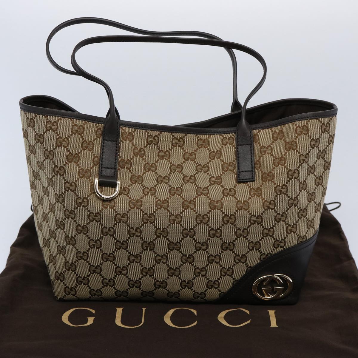 GUCCI GG Canvas Tote Bag Beige 169946 Auth ki3831