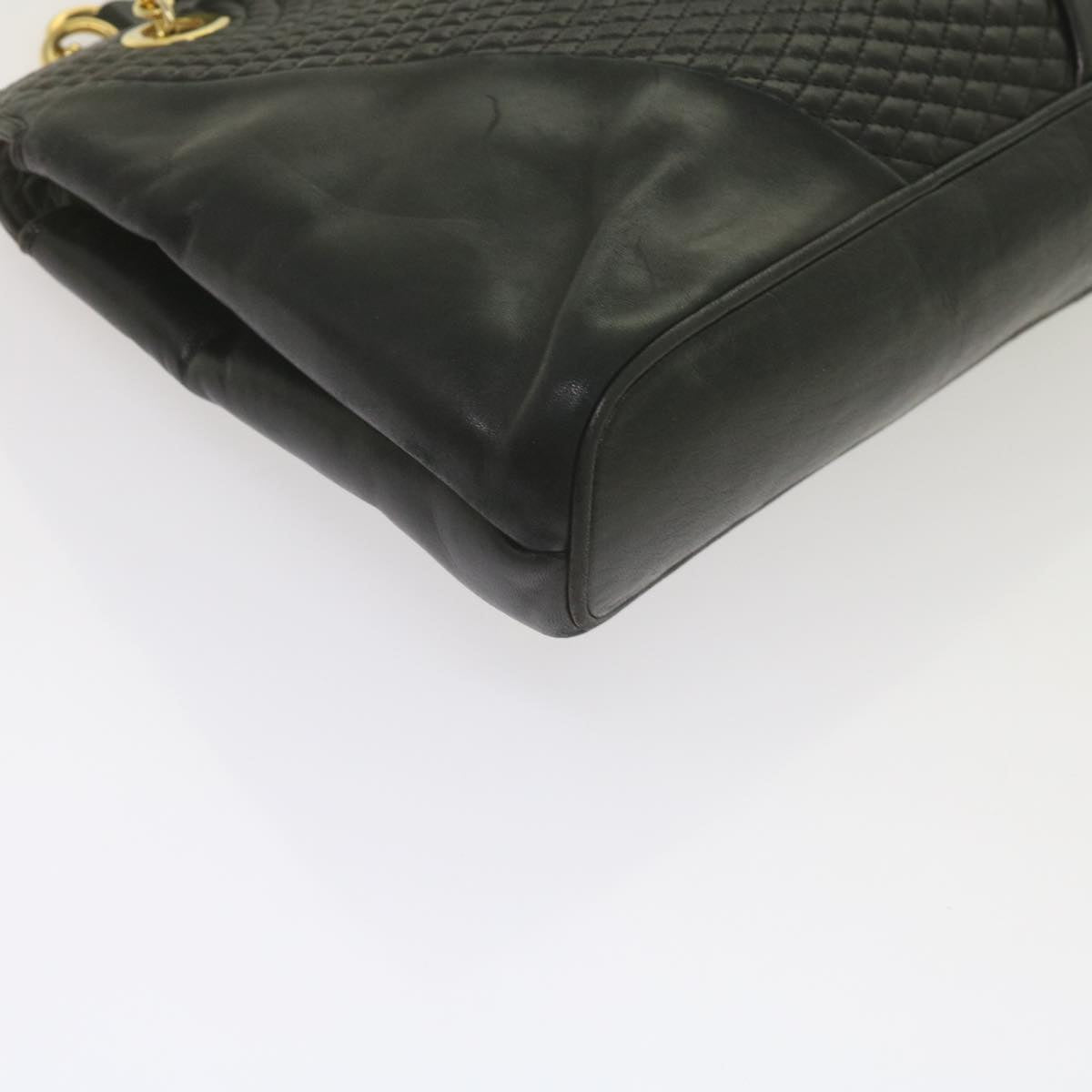 BALLY Matelasse Shoulder Bag Leather Black Auth ki3834