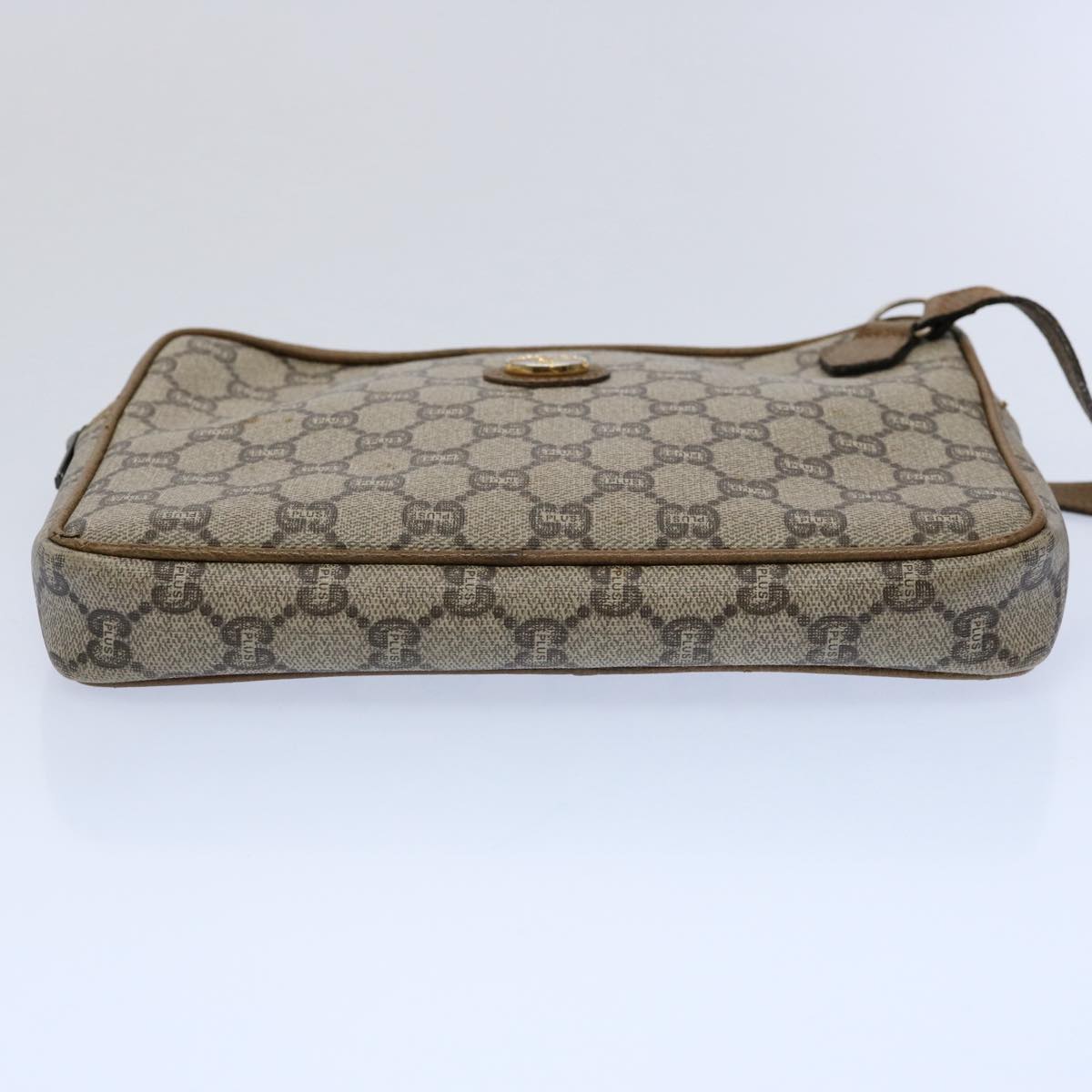 GUCCI GG Plus Supreme Clutch Bag PVC Leather Beige Auth ki3866