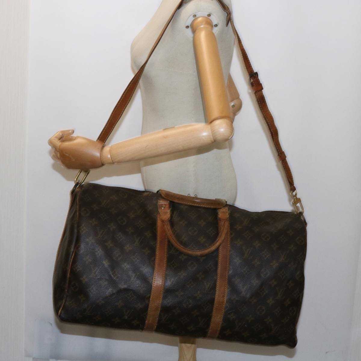 LOUIS VUITTON Monogram Keepall Bandouliere 50 Boston Bag M41416 LV Auth ki3894