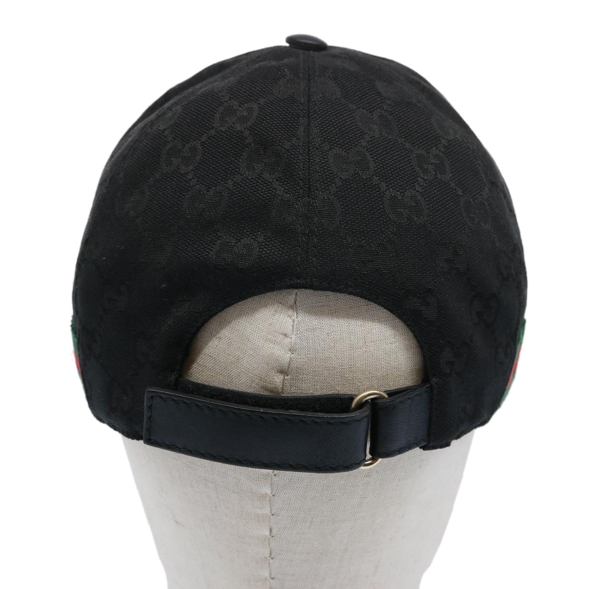 GUCCI GG Canvas Web Sherry Line Cap L Black Red Green 200035 Auth ki3899