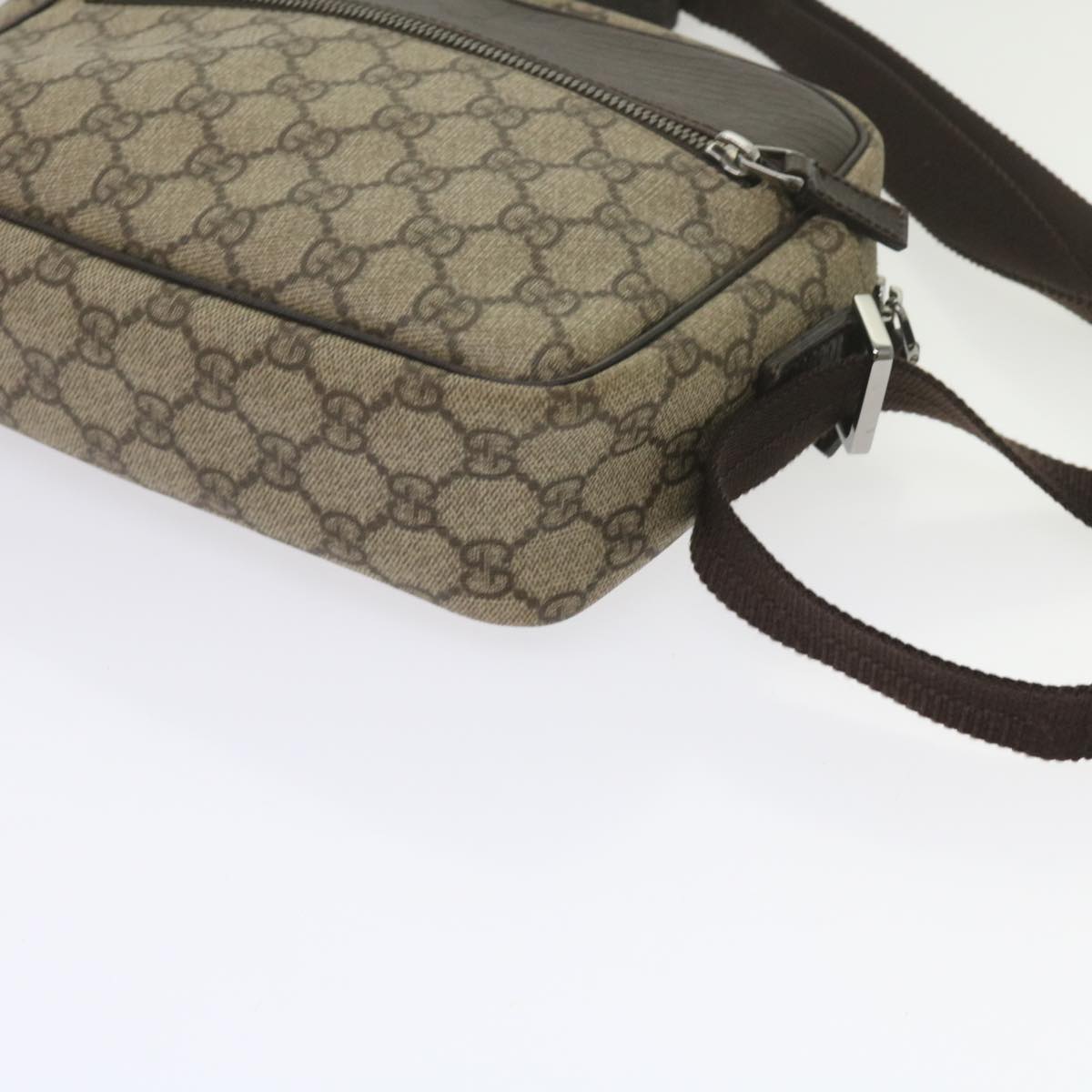 GUCCI GG Supreme Shoulder Bag PVC Leather Beige 282315 Auth ki3901