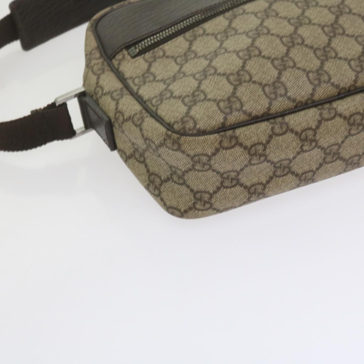 GUCCI GG Supreme Shoulder Bag PVC Leather Beige 282315 Auth ki3901