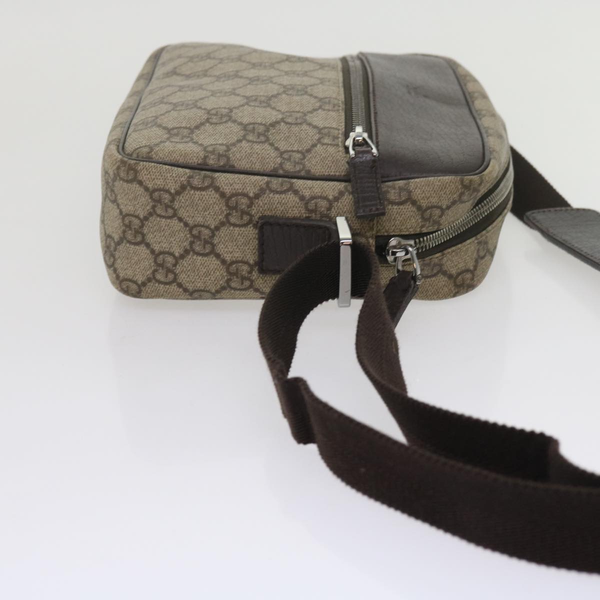 GUCCI GG Supreme Shoulder Bag PVC Leather Beige 282315 Auth ki3901