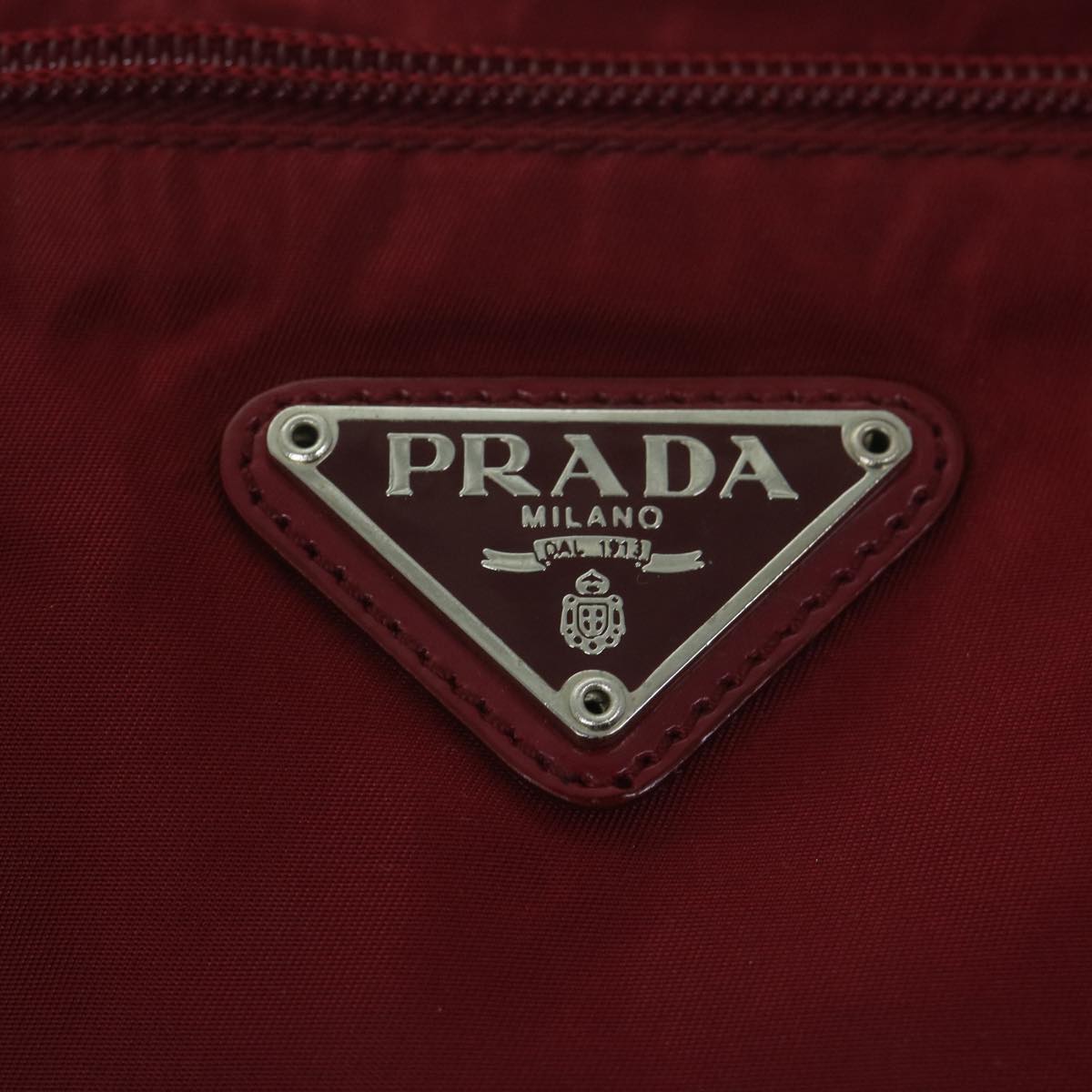 PRADA Tote Bag Nylon Red Auth ki3931