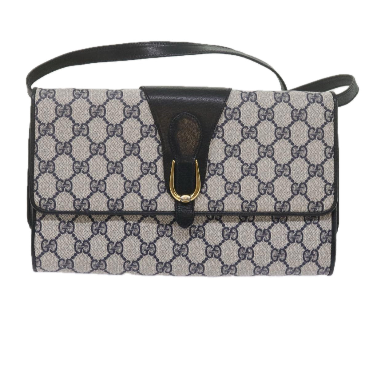 GUCCI GG Supreme Clutch Bag 2Way Shoulder Bag Navy 904 02 050 Auth ki3939