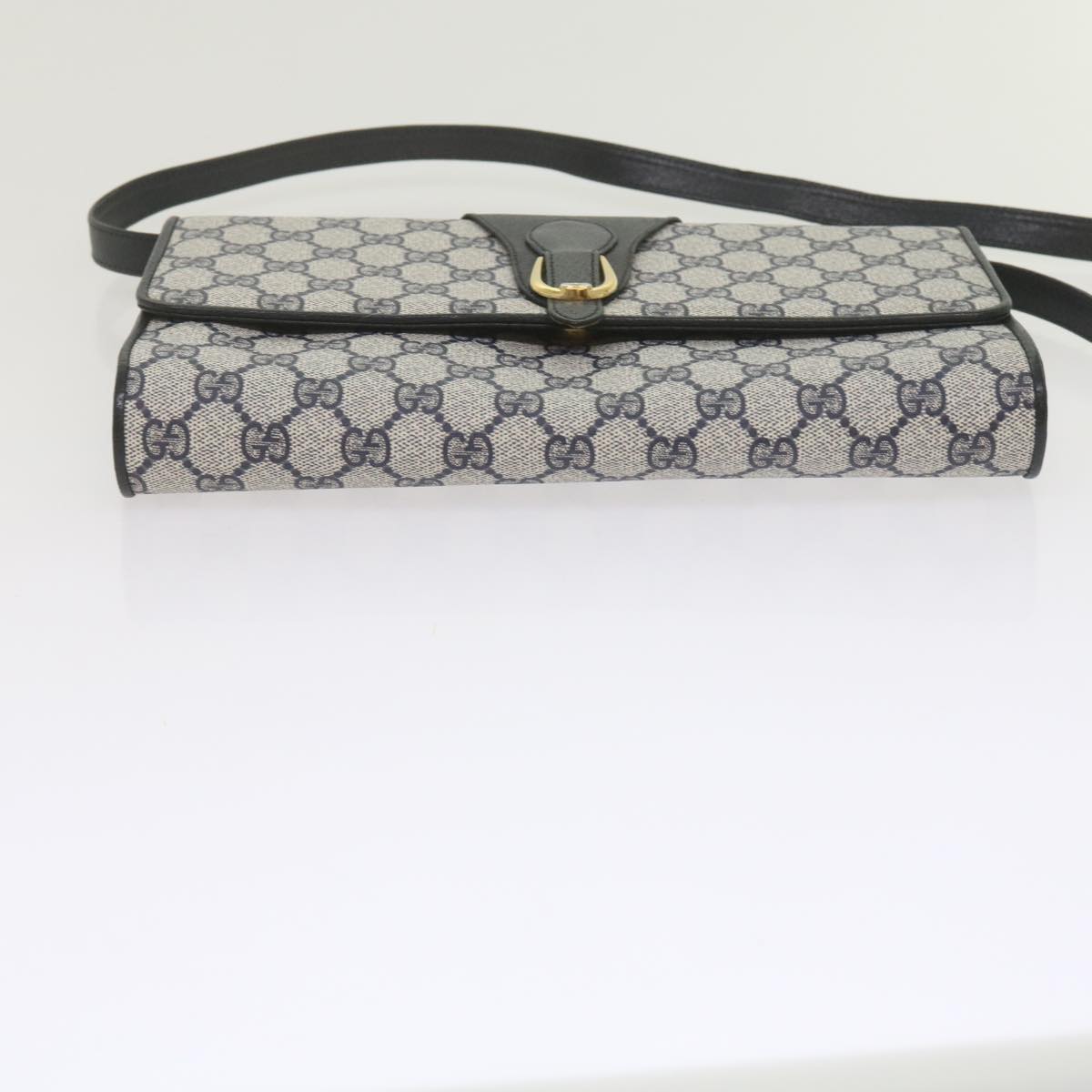 GUCCI GG Supreme Clutch Bag 2Way Shoulder Bag Navy 904 02 050 Auth ki3939