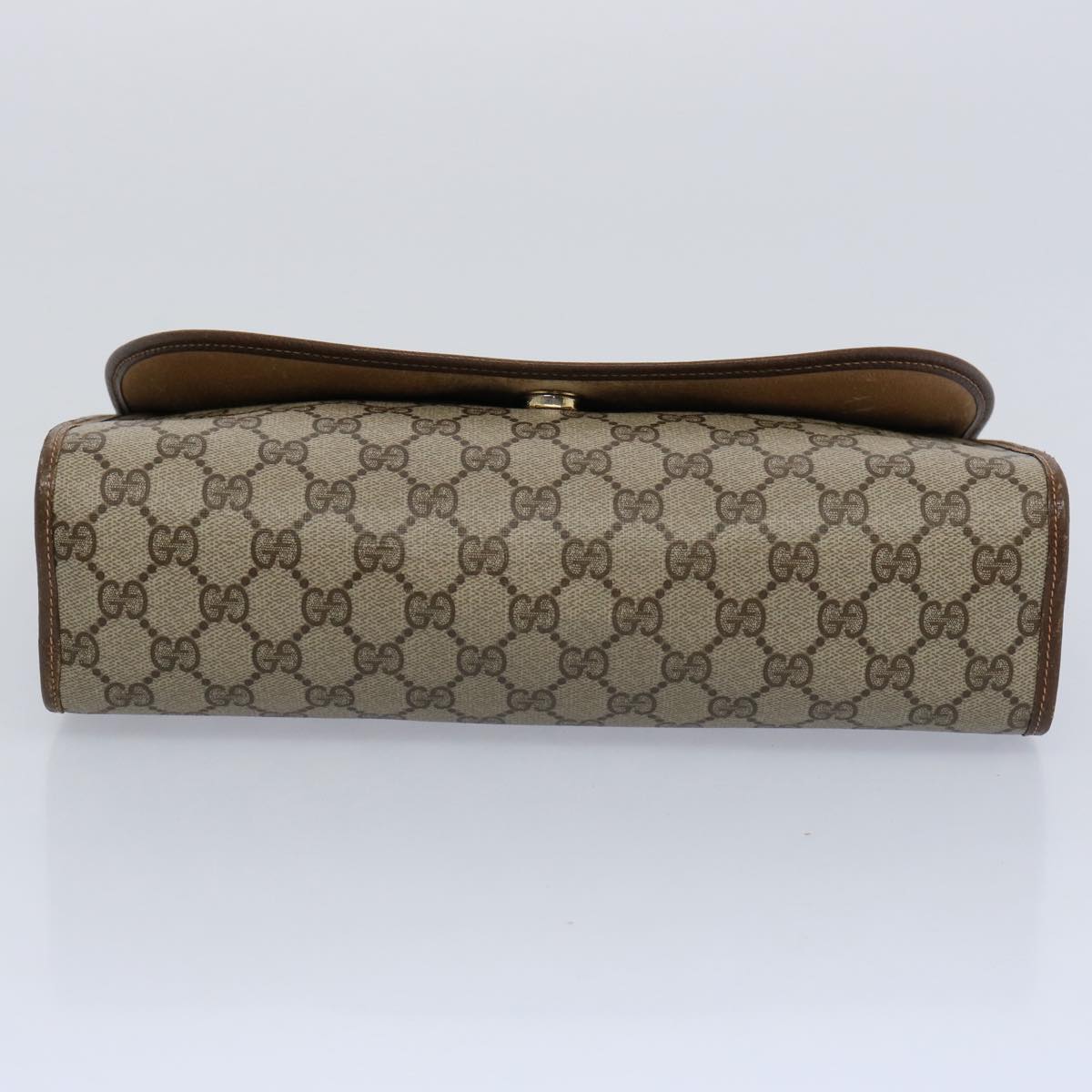 GUCCI GG Supreme Web Sherry Line Clutch Bag Beige Red 156 01 031 Auth ki3943