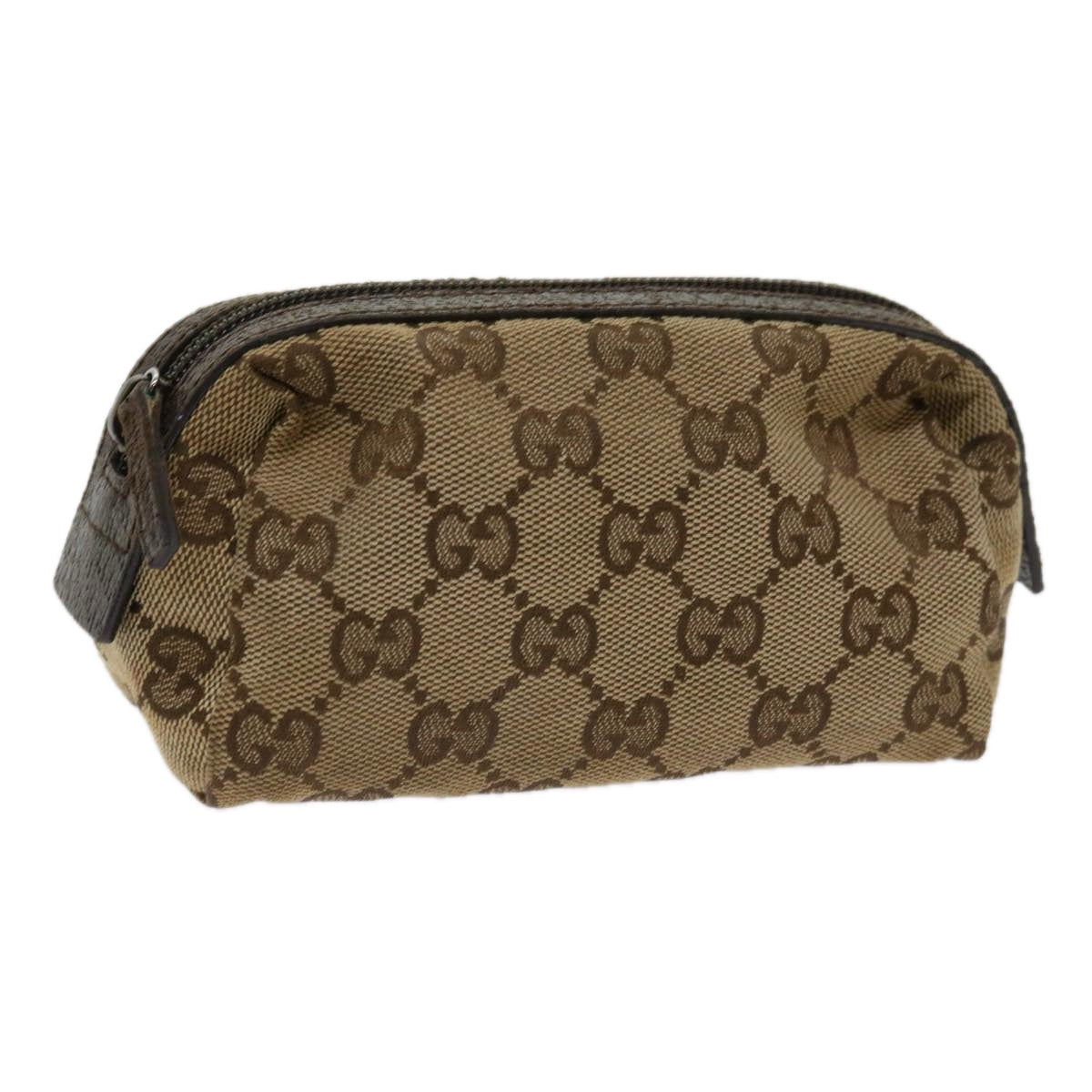 GUCCI GG Canvas Cosmetic Pouch Beige 29596 Auth ki3973