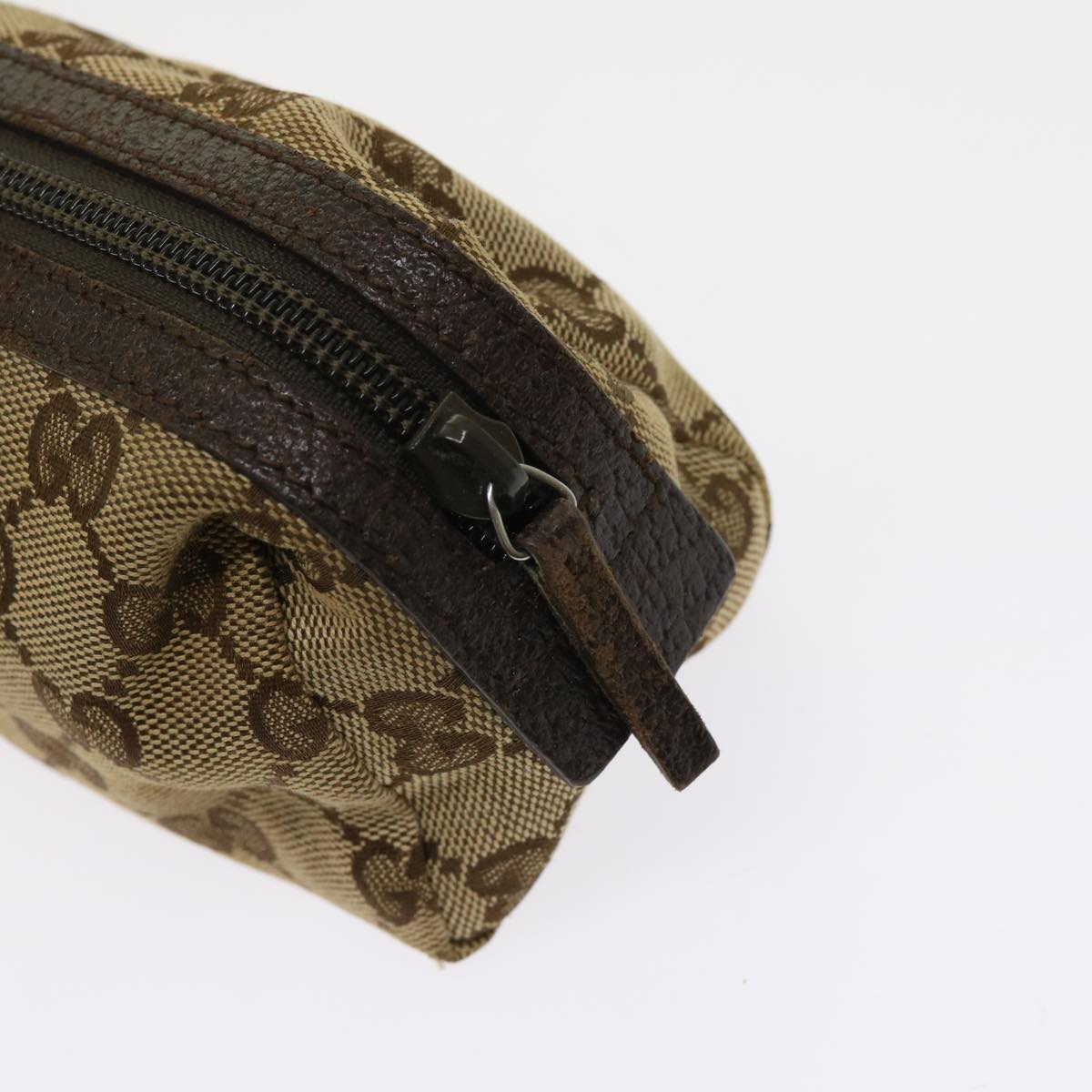 GUCCI GG Canvas Cosmetic Pouch Beige 29596 Auth ki3973