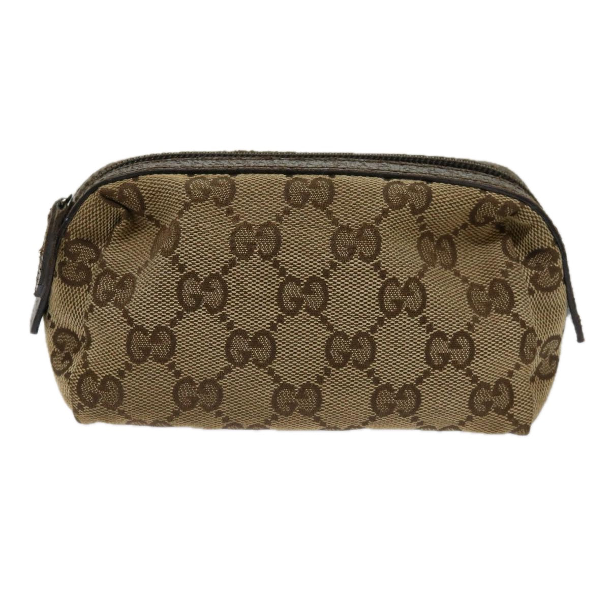 GUCCI GG Canvas Cosmetic Pouch Beige 29596 Auth ki3973