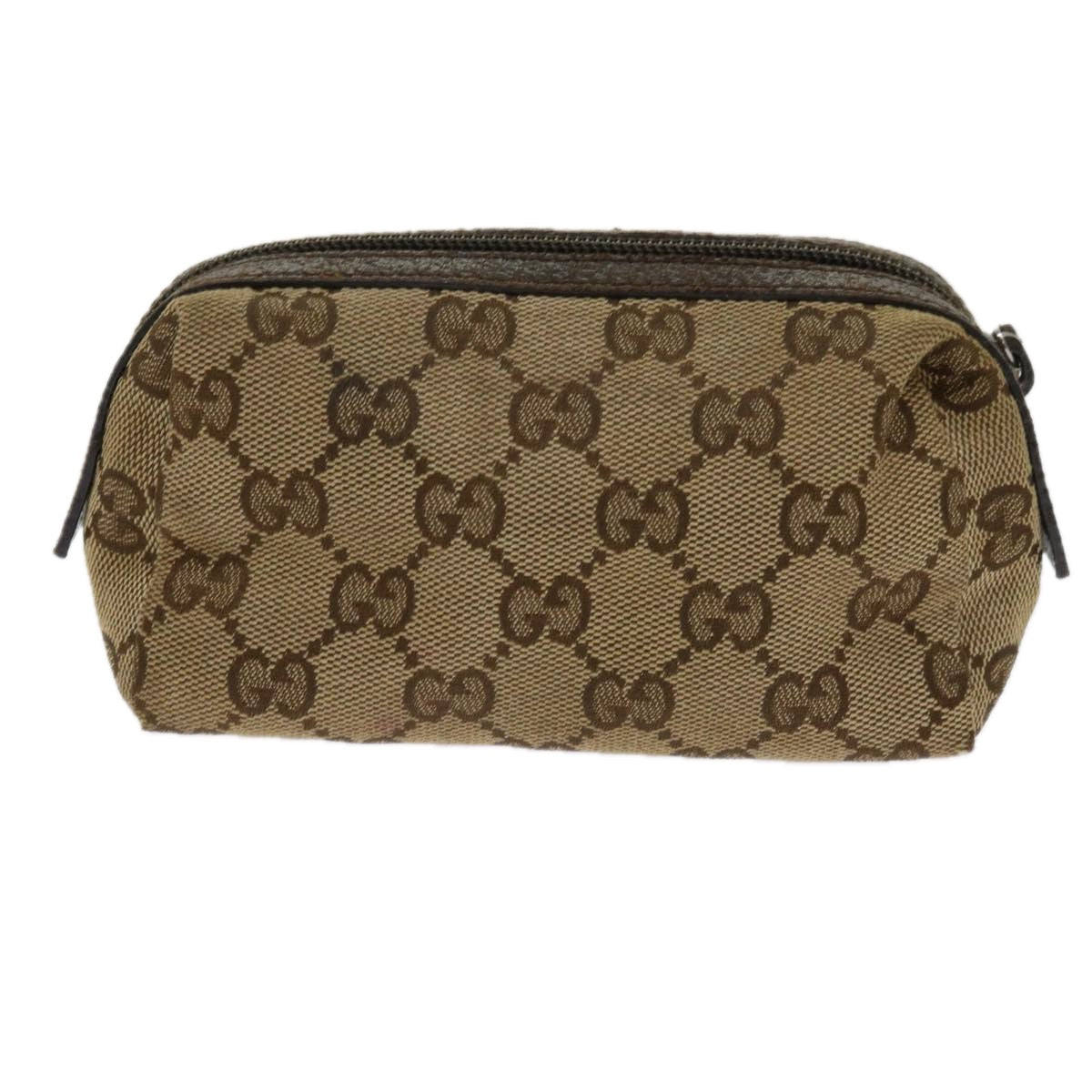 GUCCI GG Canvas Cosmetic Pouch Beige 29596 Auth ki3973