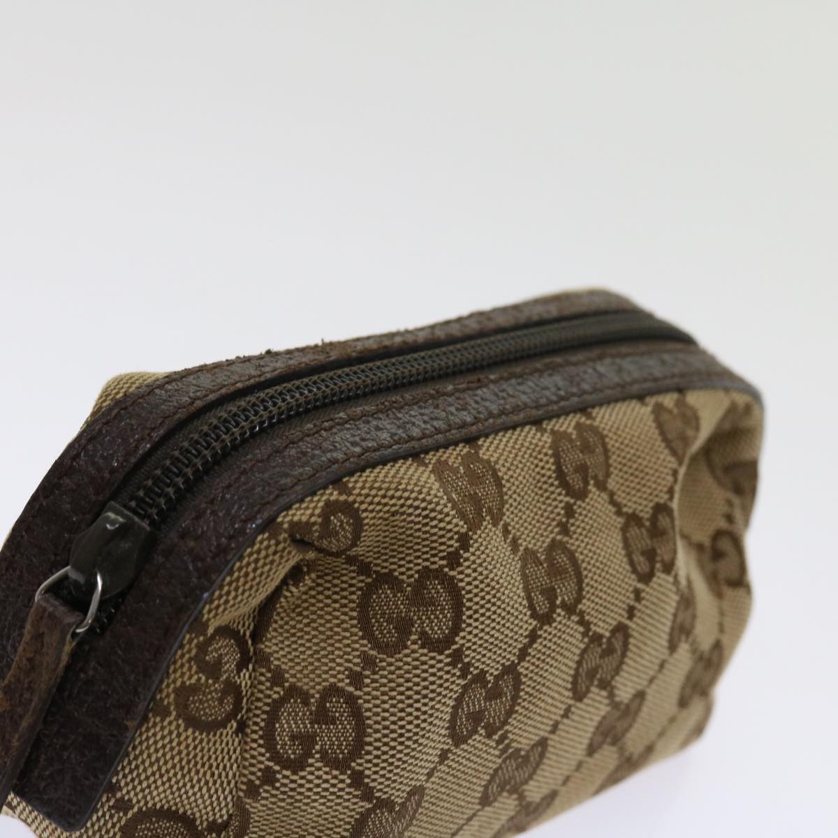 GUCCI GG Canvas Cosmetic Pouch Beige 29596 Auth ki3973