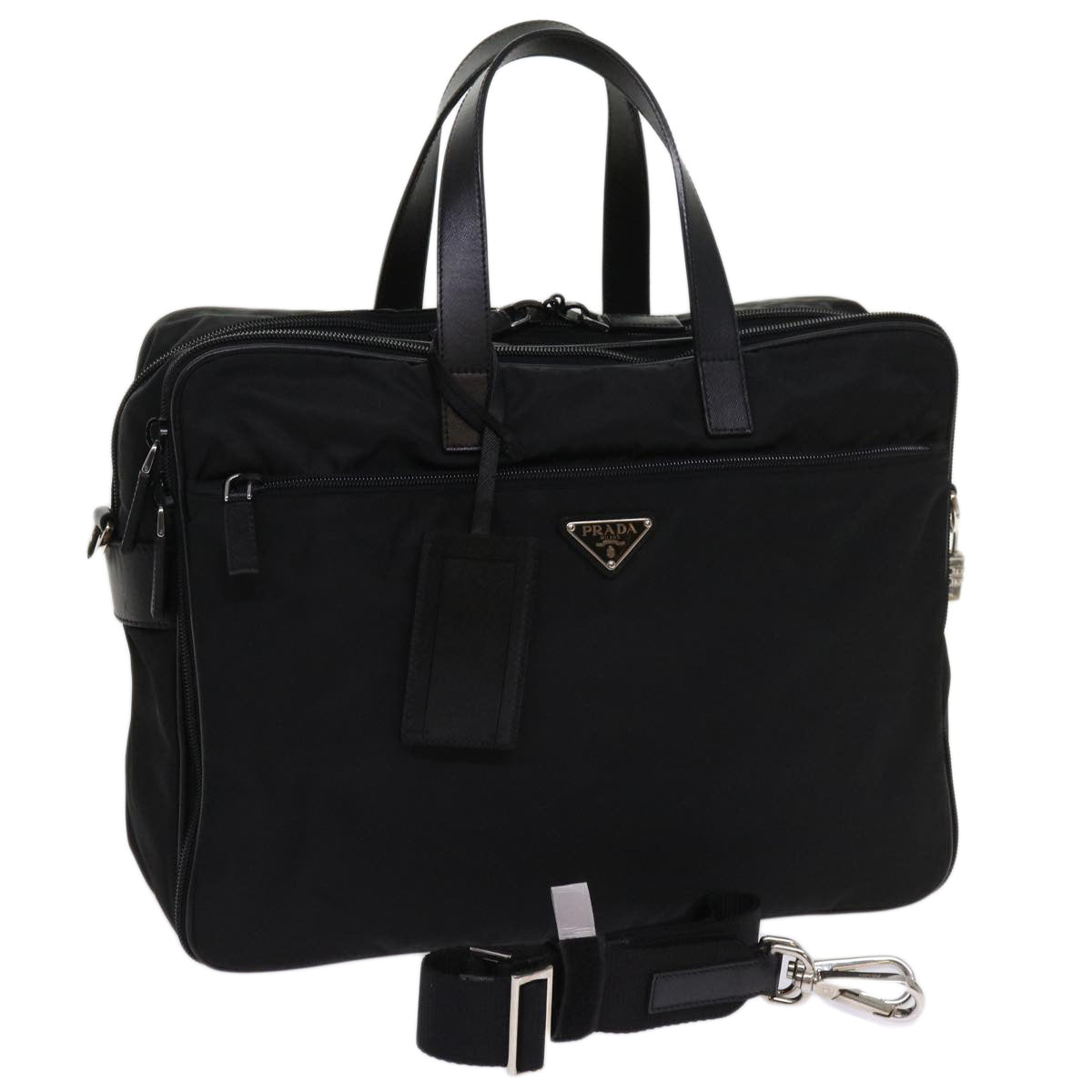 PRADA Business Bag Nylon 2way Black Auth ki3987