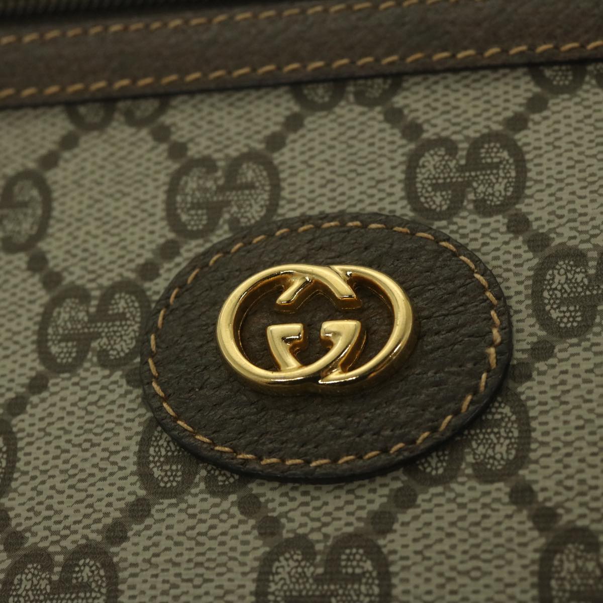 GUCCI Interlocking GG Supreme Clutch Bag Beige 014 115 6063 Auth ki3996