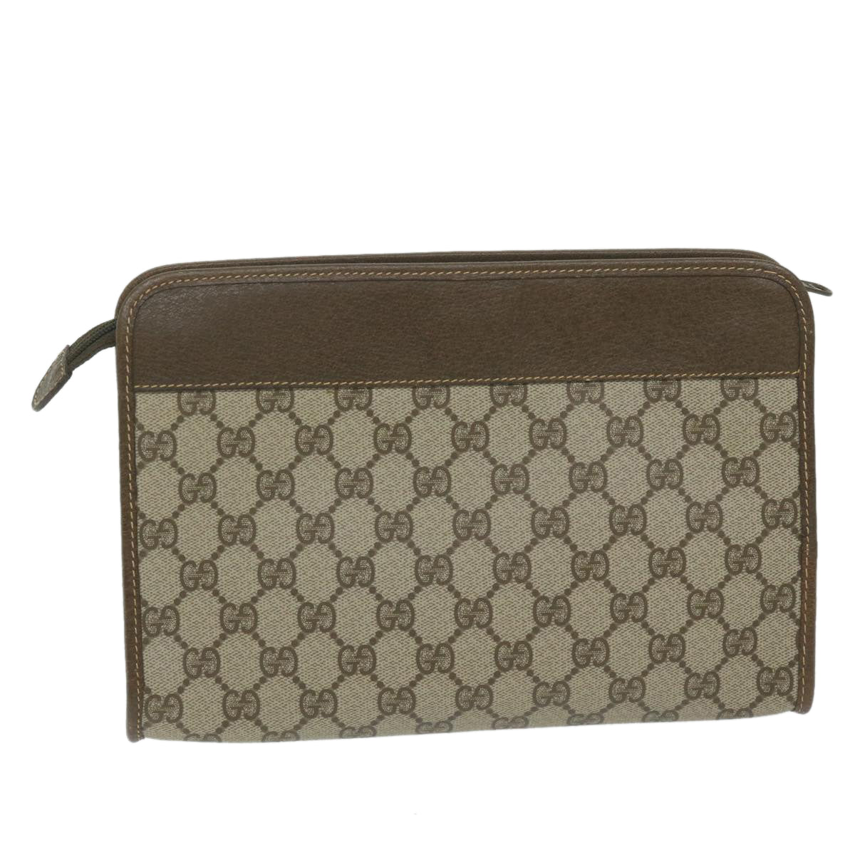 GUCCI Interlocking GG Supreme Clutch Bag Beige 014 115 6063 Auth ki3996