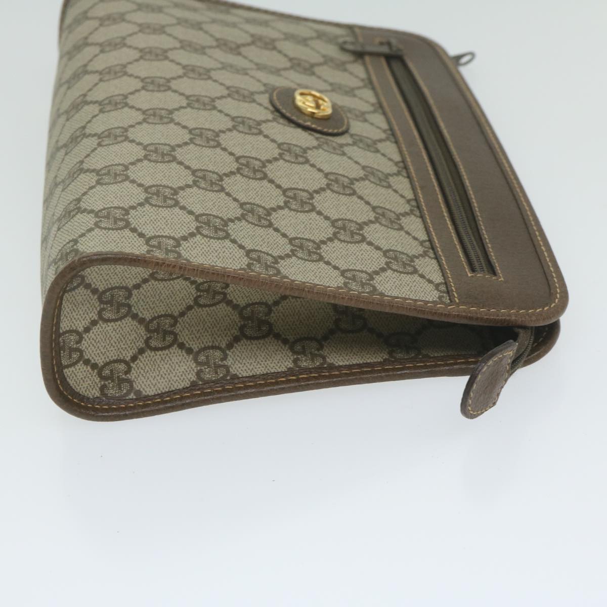 GUCCI Interlocking GG Supreme Clutch Bag Beige 014 115 6063 Auth ki3996