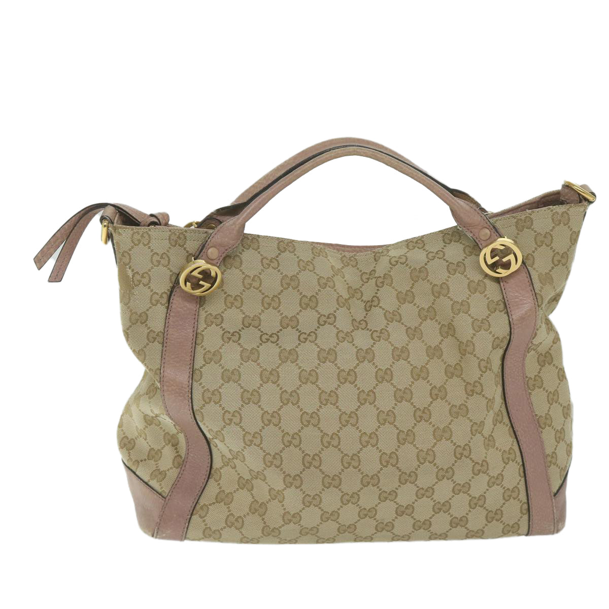 GUCCI GG Canvas Japan Exclusive Shoulder Bag 2way Beige Pink 323675 Auth ki4013