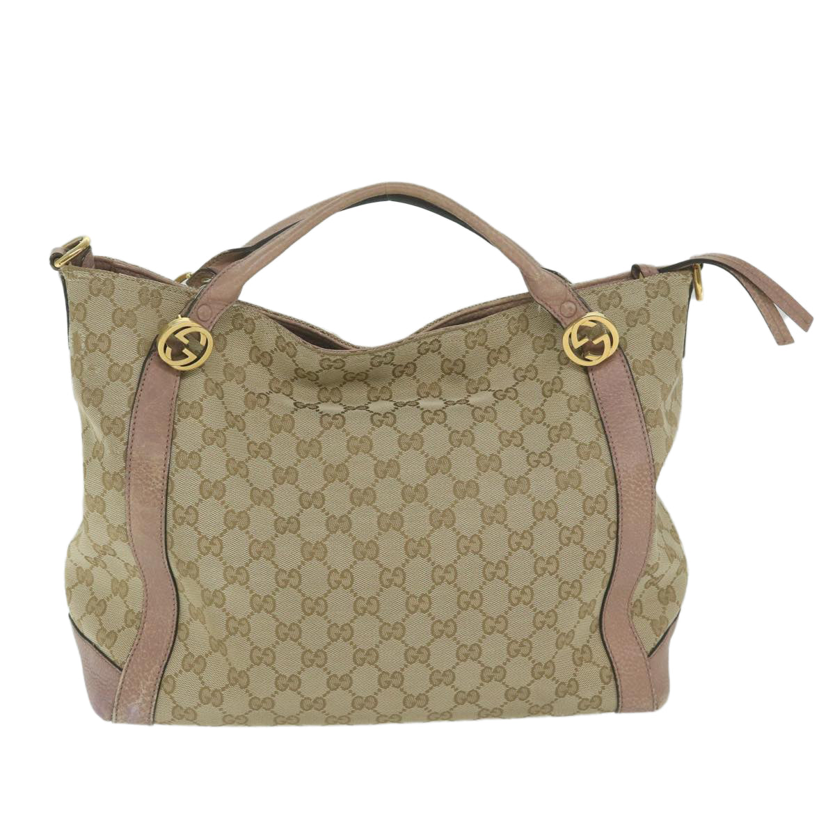 GUCCI GG Canvas Japan Exclusive Shoulder Bag 2way Beige Pink 323675 Auth ki4013