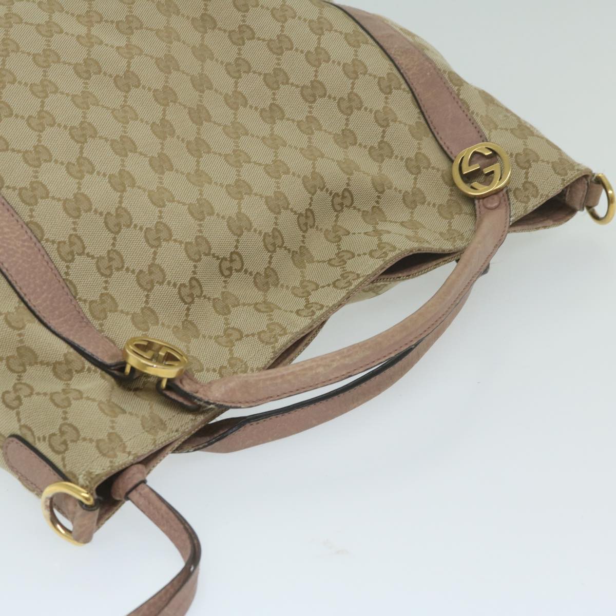 GUCCI GG Canvas Japan Exclusive Shoulder Bag 2way Beige Pink 323675 Auth ki4013