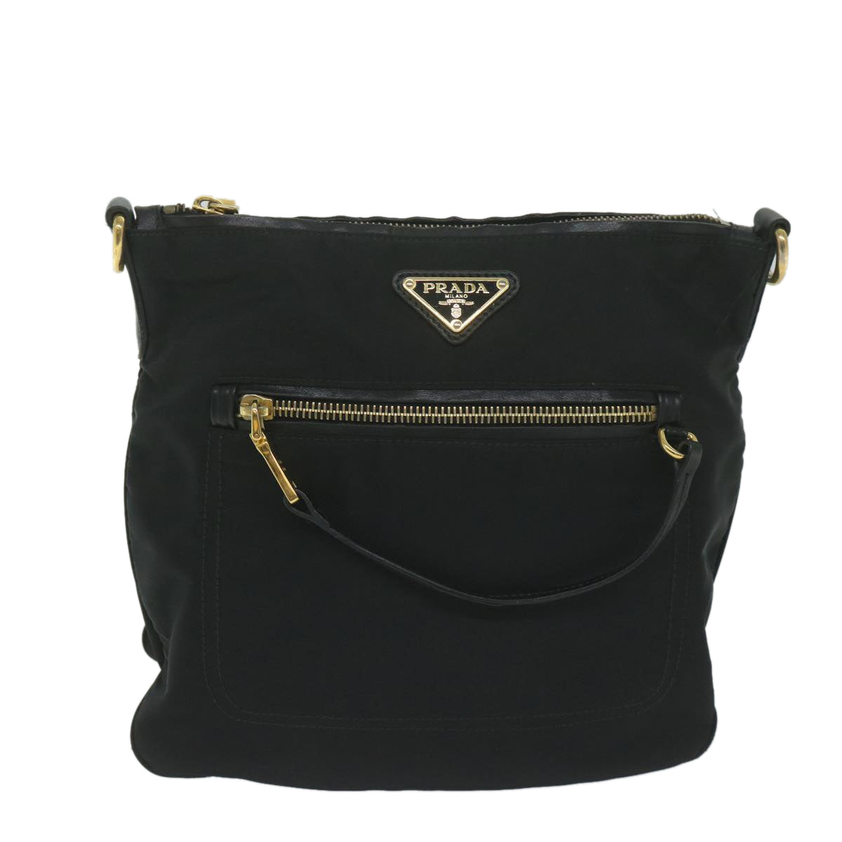 PRADA Shoulder Bag Nylon Black Auth ki4045