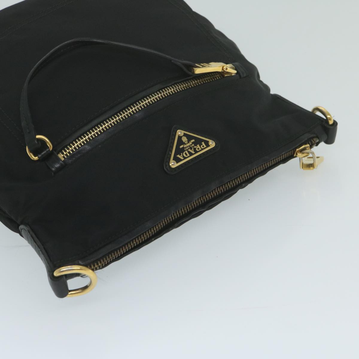 PRADA Shoulder Bag Nylon Black Auth ki4045